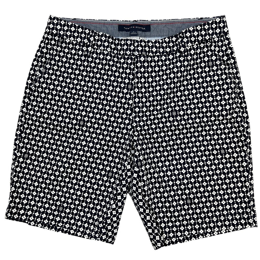 Tommy Hilfiger Chino Shorts 6 Navy Blue White Floral Geometric Preppy Summer